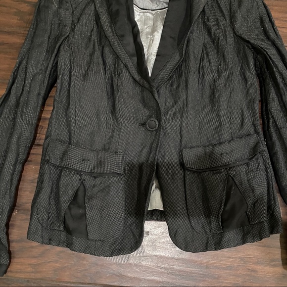 Luisa Cerano Women's Black Shimmery One Button Long Sleeve Blazer Size 10 NWOT - Picture 7 of 14